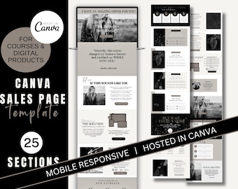 Plantilla de página de ventas de Canva: Página de destino minimalista para un curso de coaching (descarga digital)