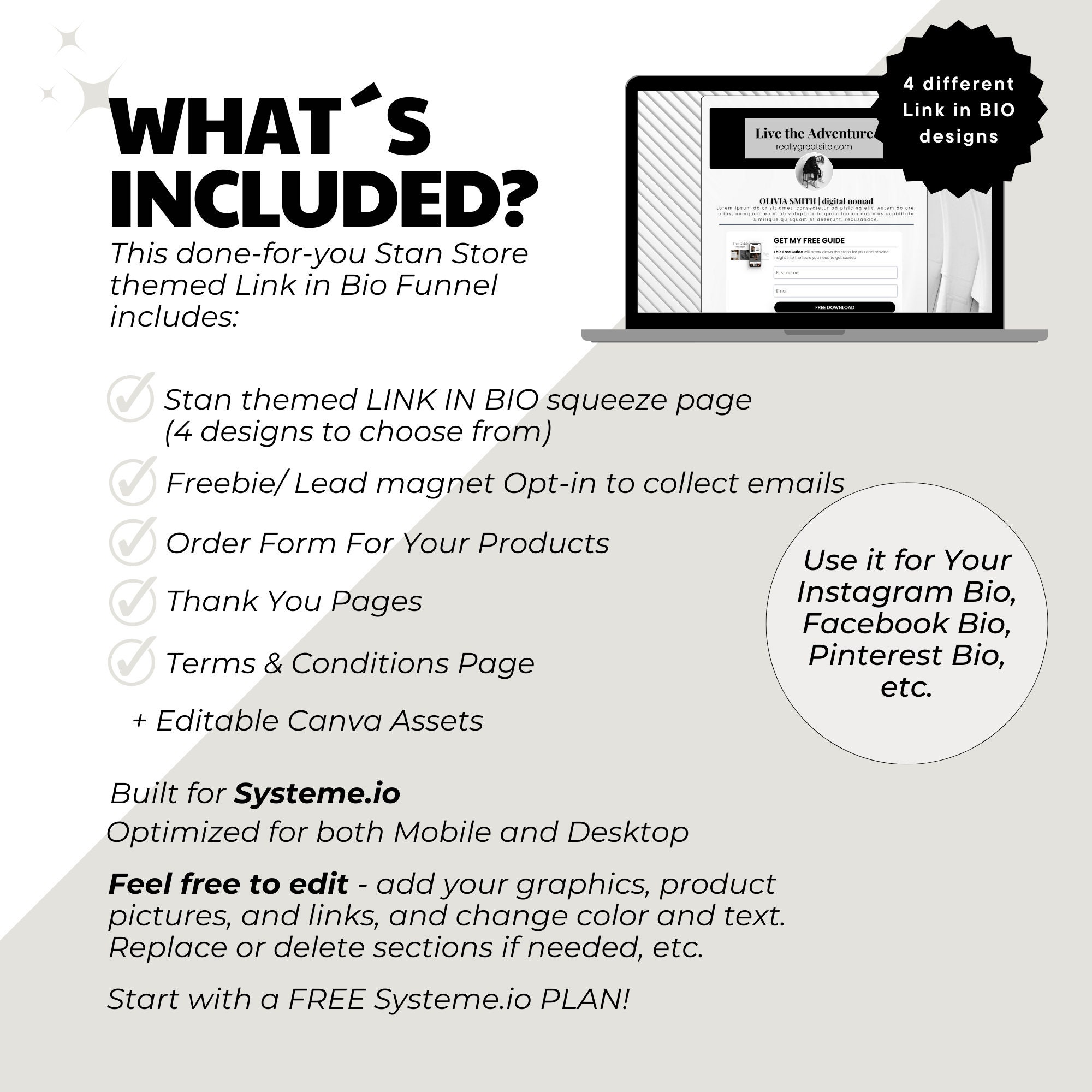 Link in Bio Funnel Template for Systeme.io Done for You Systeme.io One ...
