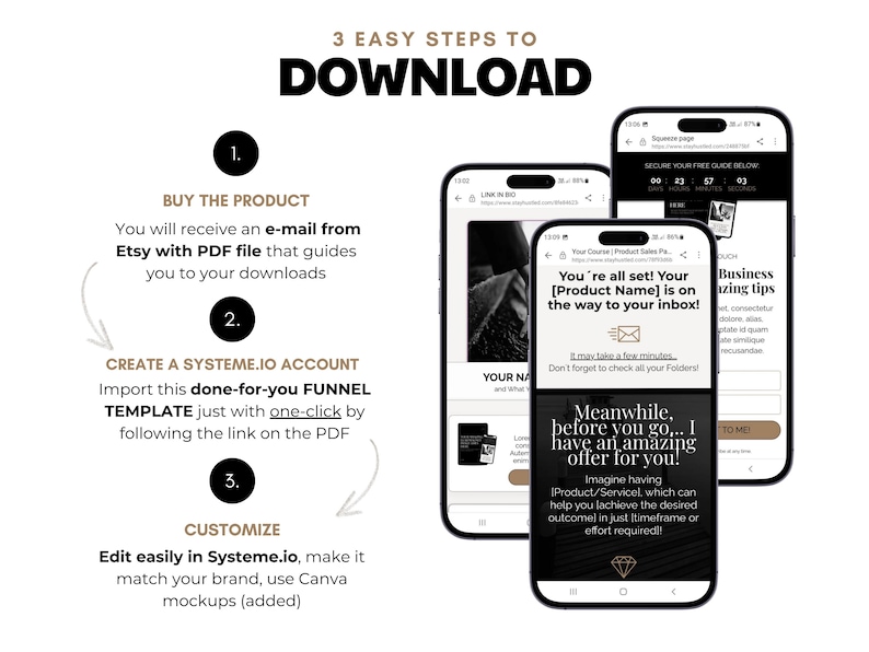 systeme.io, funnel, link in bio, sales funnel, one click import, done for you, landing page, squeeze page, digital marketing template, digital, 1-click import, tripwire, funnel, opt in, email marketing, systeme io template, template, upsell, bio link, 5 step tripwire, multi step tripwire funnel, systeme.io stan store dupe, systeme.io selling ebooks funnel, systeme.io pro landing page, systeme.io pro, systeme.io sales funnel, systeme.io 5 page funnel, systeme.io webinar funnel, ebook, canva, lib