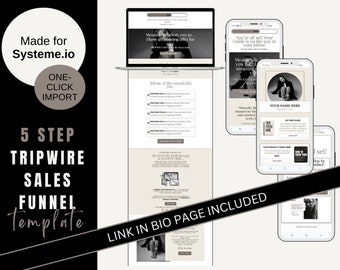 Systeme.io Tripwire Sales Funnel Template: Email Opt-in, Sales Page, Zahlungen (Upsell) & Bio Link