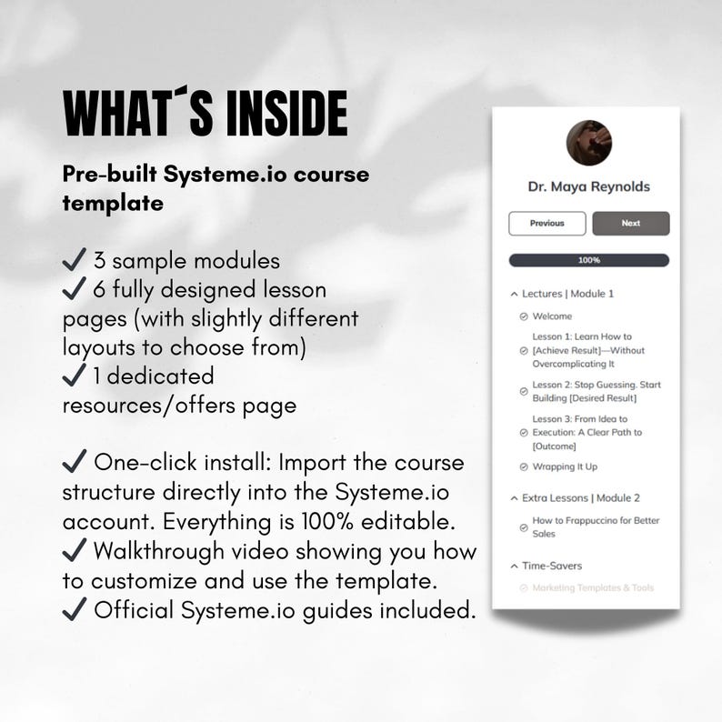 System.io Templates Systeme.io Online Course Building Template (one-click Install) - Etsy