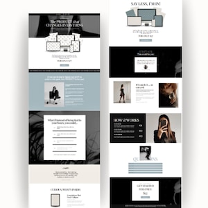 May include: A webpage design with a black and white theme. The text includes "The PRODUCT that CHANGES EVERYTHING" and "SAY LESS, I'M IN!". The page features images of various devices and a call to action.