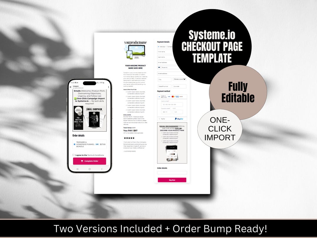 Systemeio Checkout Page Template Sales Funnel Template Order Bump