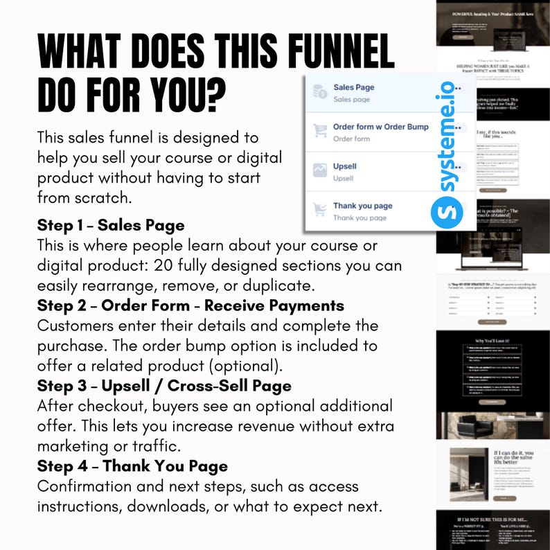 Systeme.io Sales Funnel Template: for Digital Products | Courses ...