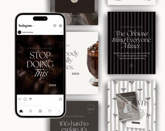 Mix & Match Mocha Cream Instagram Carousel Post Templates | Made in Canva