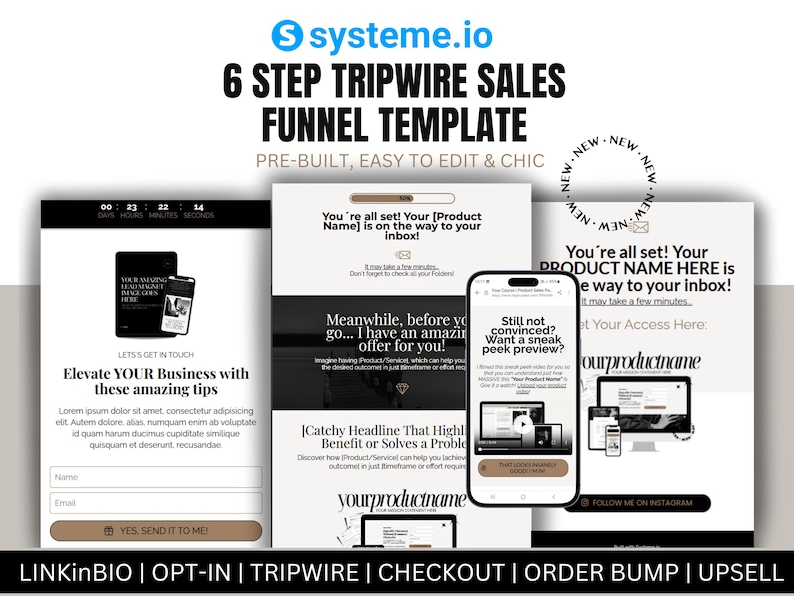 systeme.io, funnel, link in bio, sales funnel, one click import, done for you, landing page, squeeze page, digital marketing template, digital, 1-click import, tripwire, funnel, opt in, email marketing, systeme io template, template, upsell, bio link, 5 step tripwire, multi step tripwire funnel, systeme.io stan store dupe, systeme.io selling ebooks funnel, systeme.io pro landing page, systeme.io pro, systeme.io sales funnel, systeme.io 5 page funnel, systeme.io webinar funnel, ebook, canva, lib