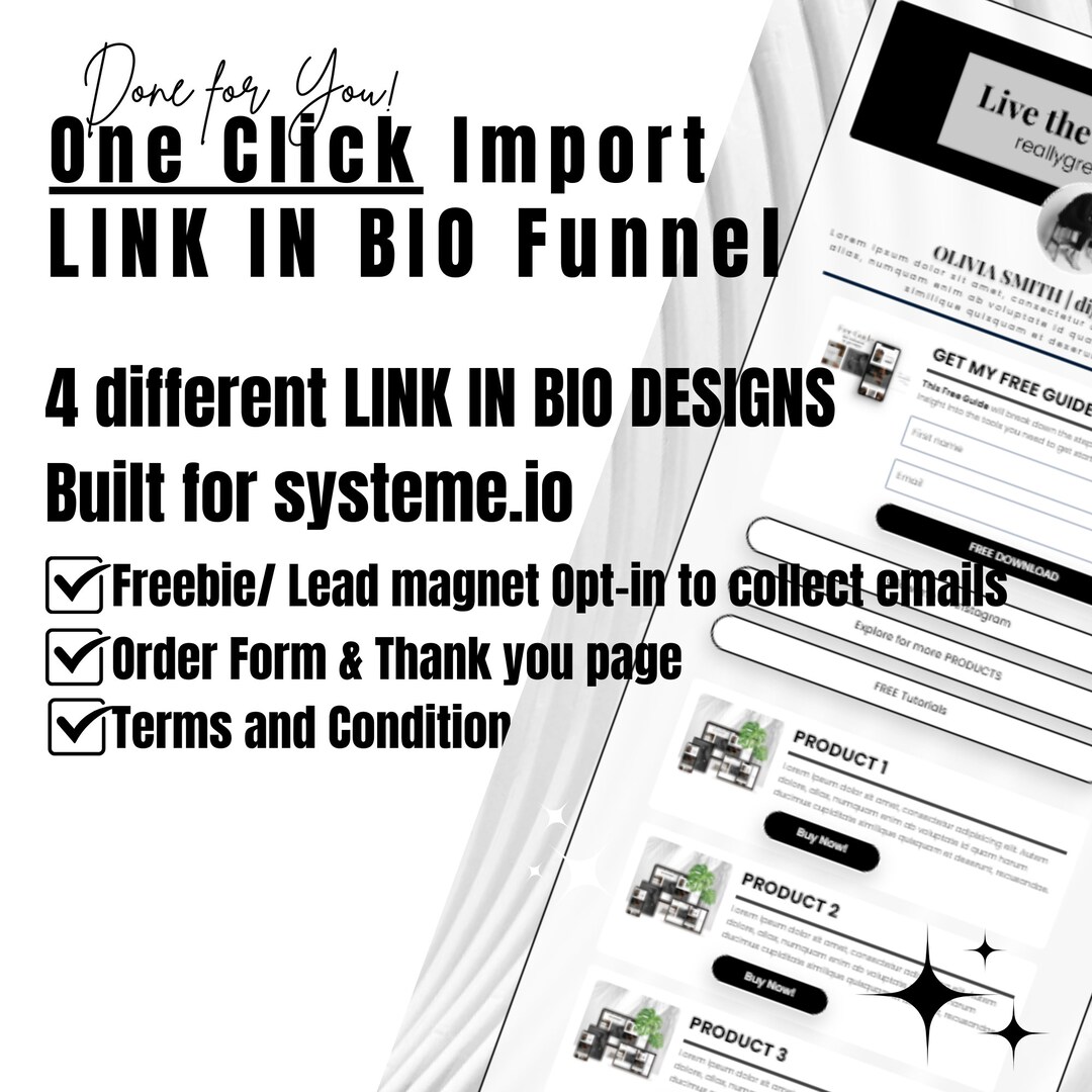 Link in Bio Funnel Template for Systeme.io Done for You Systeme.io One ...