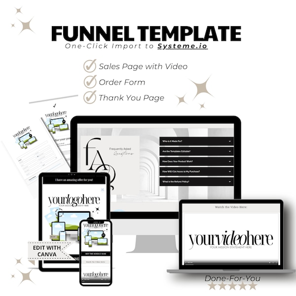 Sales Funnel Template | Done For You Systeme.io One Click Funnel Import | Systeme Template | Funnel Template | Landing Page | Sales Funnel