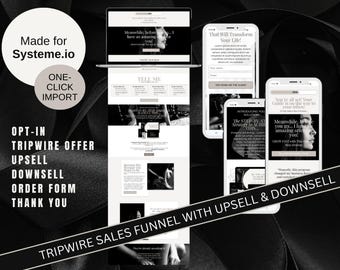 Systeme.io Tripwire Sales Funnel Template: Lead Magnet Opt-in, Sales Page, Payment Pages (Upsell & Downsell)