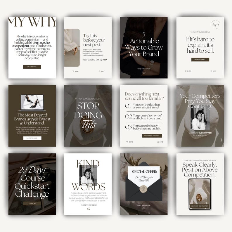 canva template, instagram template, instagram business, modern template, coaching templates, neutral, canva, newsletter template, coaching course, marketing template, course template, instagram post, carousel post, story template, aesthetic, boho