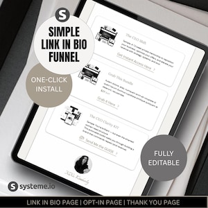 Systeme.io Link in Bio Funnel Template | Done For You Systeme.io One Click Funnel Import | Instagram Link In Bio | Stan Store Themed Biolink