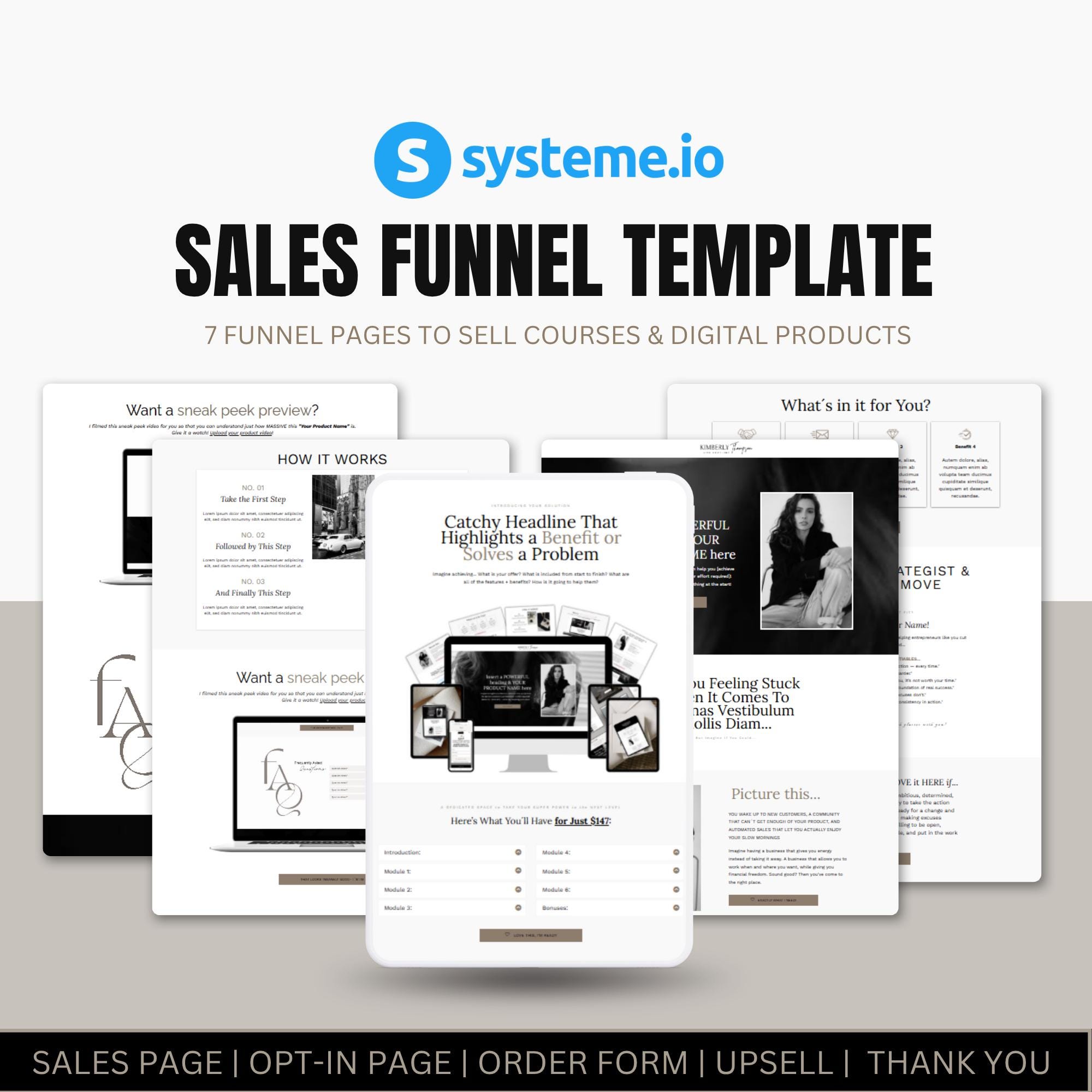 System.io Templates Systeme.io Sales Funnel Template: for Digital Products | Courses ...