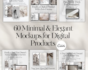60 Minimal Canva Mockups | Flatlay Mockup Bundle