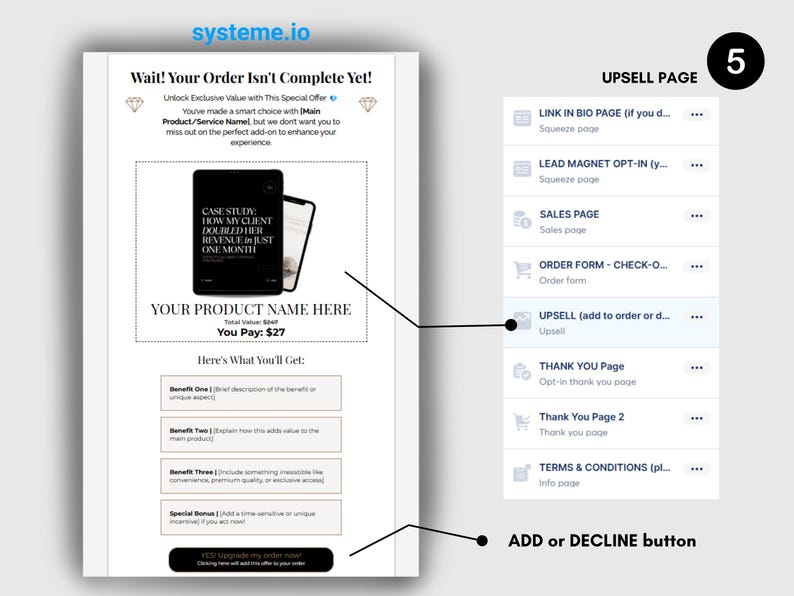 systeme.io, funnel, link in bio, sales funnel, one click import, done for you, landing page, squeeze page, digital marketing template, digital, 1-click import, tripwire, funnel, opt in, email marketing, systeme io template, template, upsell, bio link, 5 step tripwire, multi step tripwire funnel, systeme.io stan store dupe, systeme.io selling ebooks funnel, systeme.io pro landing page, systeme.io pro, systeme.io sales funnel, systeme.io 5 page funnel, systeme.io webinar funnel, ebook, canva, lib