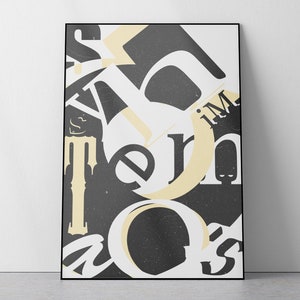 Abstract Typography Poster, living room poster, wall decoration, murals, gift idea, minimalist, office, decoration study