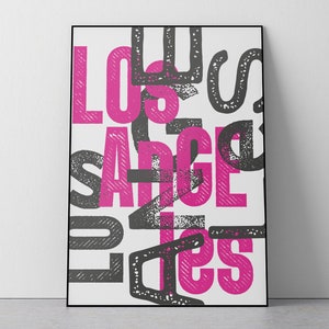 Typography Poster: Los Angeles Living Room Poster Wall Art Murals Gift Idea Minimalist Office Decor Study Room