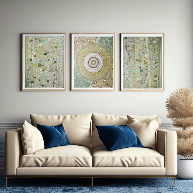 Sage Green Wall Art Set of 3 Prints Sage Decor Contemporary Etsy