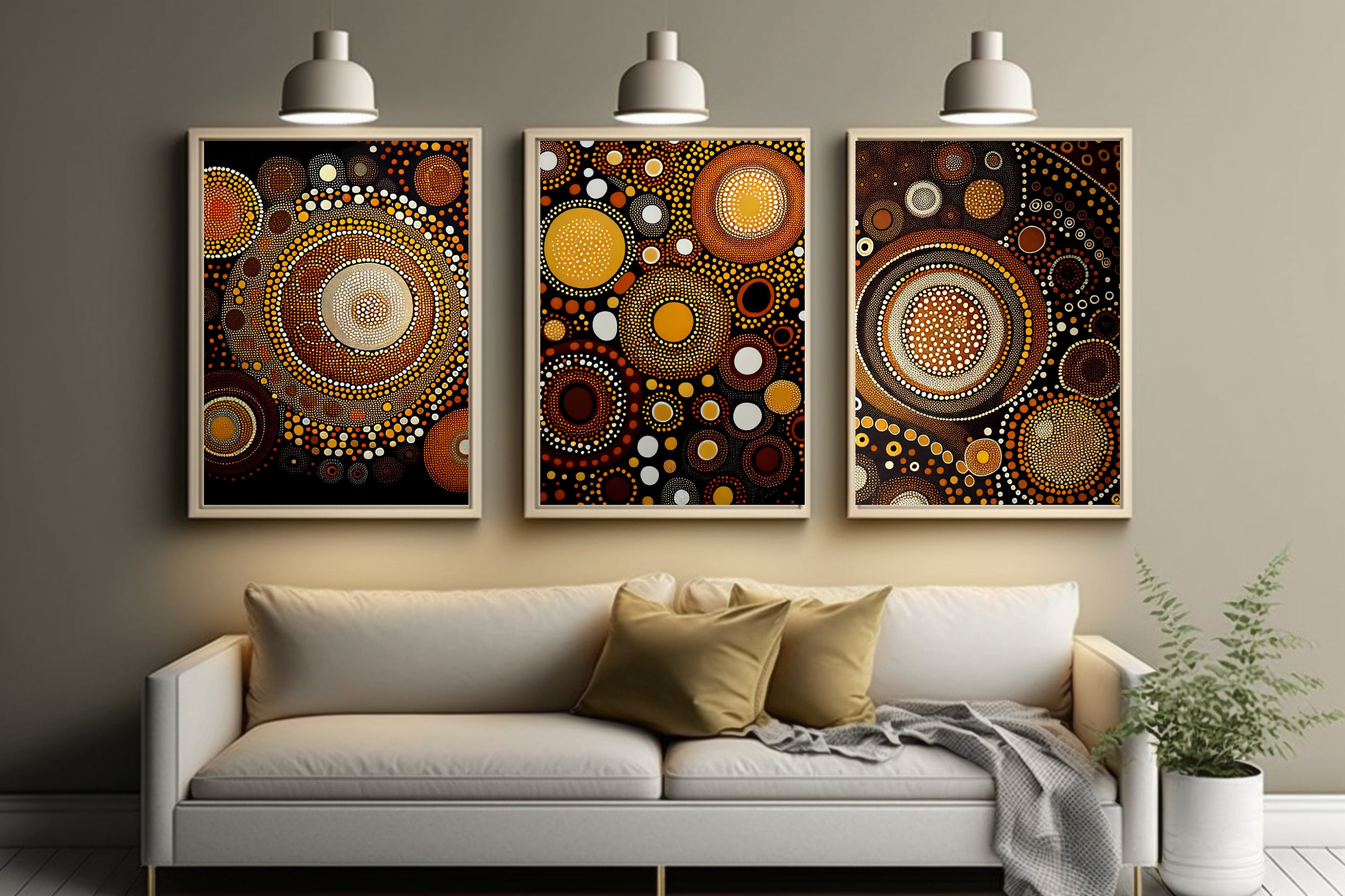 Brown Beige Wall Art Set of 3 Prints Wall Decor Contemporary Etsy