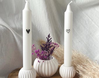 Kleiner runder Kerzenhalter mit Rillen für Stabkerzen oder Teelicht, Stabkerzenständer, Mini Kerzenständer geriffelt, Bubble, Hochzeit