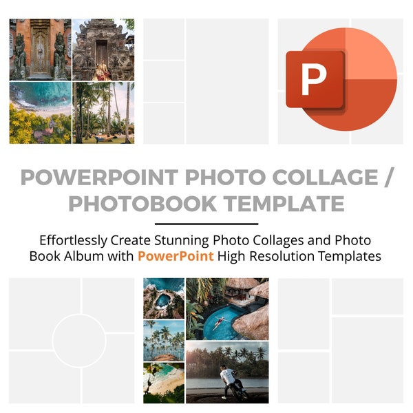 Photo Collages & Photobook Album Templates Using High Resolution PowerPoint - 12"x12" - Easy to use - Ready to print- Non designer friendly