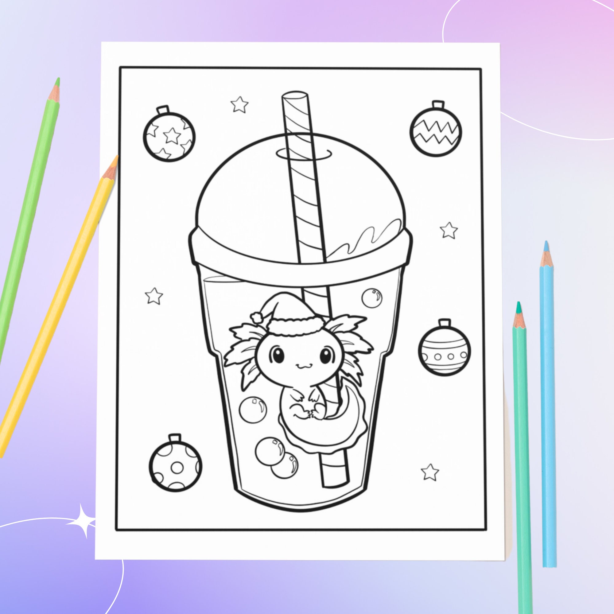 Axolotl Christmas Coloring Book - Etsy