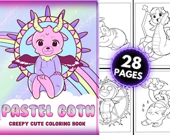 Libro para colorear kawaii espeluznante: Diseños góticos pastel espeluznantes (28 páginas) (Patrón PDF)