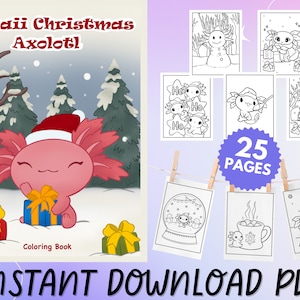 Axolotl Christmas Coloring Book
