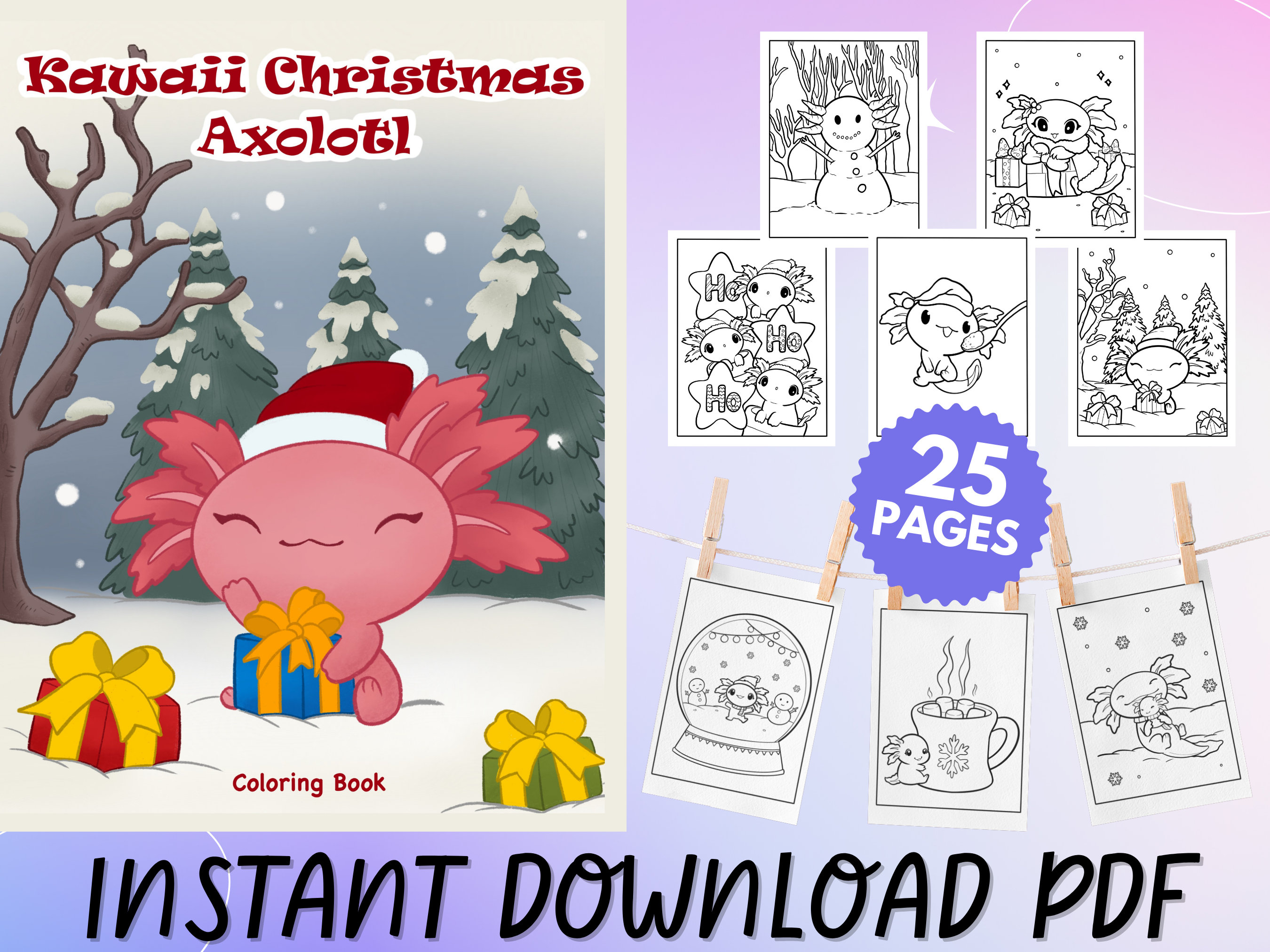 Axolotl Christmas Coloring Book - Etsy