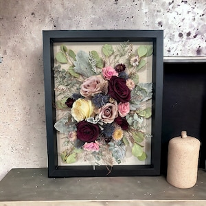 Preserved Flower Shadow Box 11x14&quot; Jewel Toned