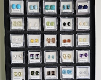 Grand 25 Earring Pairs Natural Gemstone Box | Precious & Semi Precious Loose Stones For Gifting | For Designers and Gem Collectors
