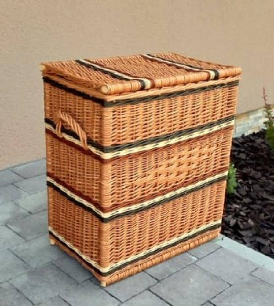 Großer rechteckiger Weidenkorb mit Deckel, Weidenspielzeug-Aufbewahrung, natürliche Wohnkultur, Boho-Aufbewahrung, Wicker Aufbewahrungskoffer