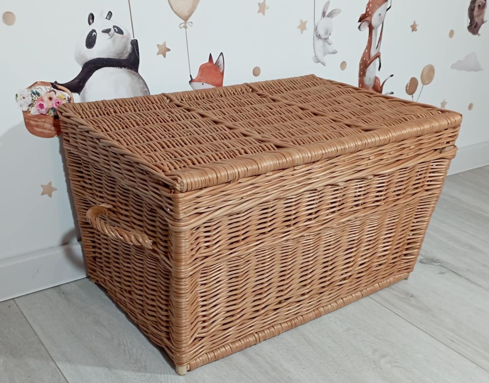 Wicker Chest in Natural Color, Toy Trunk, Wicker Toy Chest, Child Toy