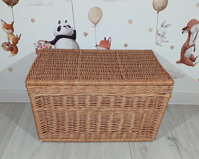 Grand panier de rangement pour jouets, panier en osier de couleur NATUREL, chambre de tout-petit, coffre à jouets, décoration d'intérieur, coffre à jouets en osier PZ 39 image 2