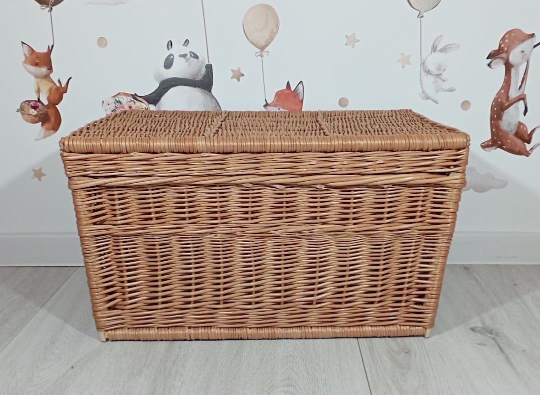 Wicker Chest in Natural Color, Storage Basket, Home Decor, Toy Trunk