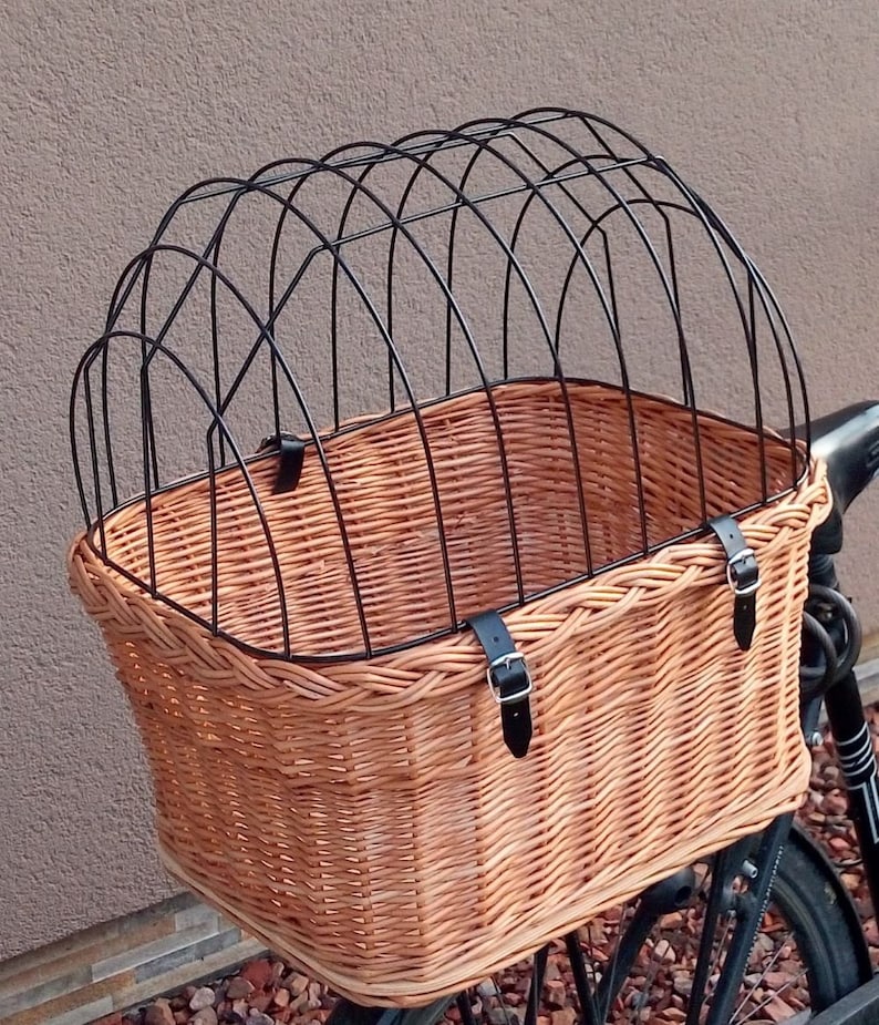 Rear Bicycle Basket Large Dogs, Handmade Wicker Bicycle Basket for a