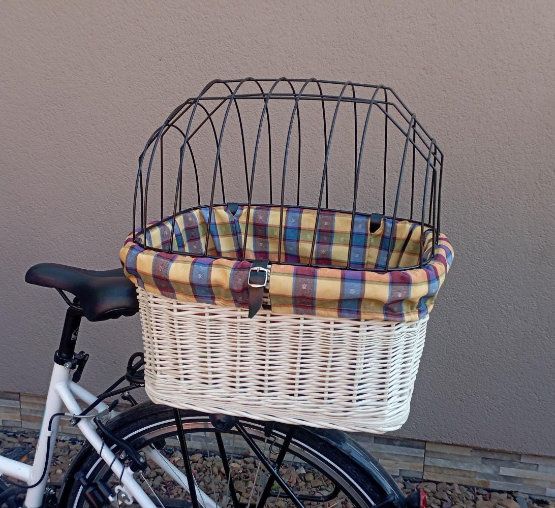 犬用ハンドメイド籐自転車バスケット、キャリア（ホワイト）、素材
