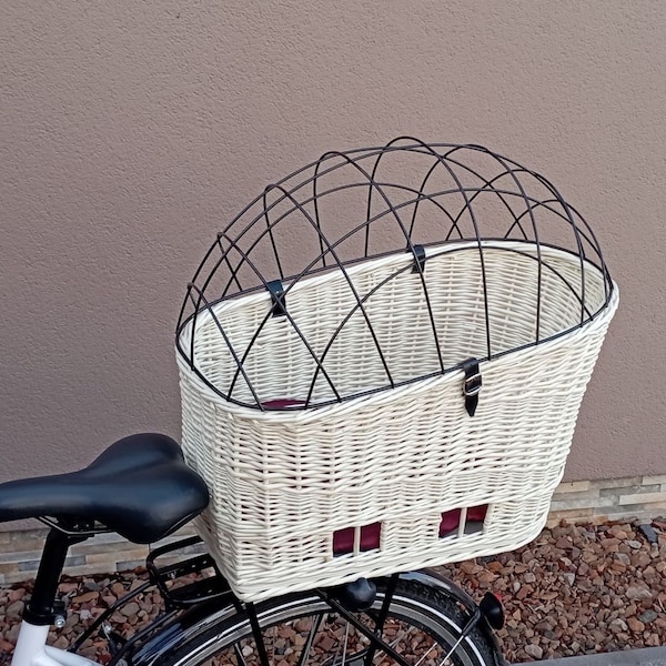 Panier de vélo pour siège arrière, accessoires de vélo pour animaux de compagnie, cage de transport BLANCHE avec un oreiller, cadeau pour animaux de compagnie, accessoires pour animaux de compagnie - SAC 13