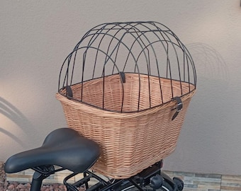 Accesorio para bicicleta, Cesta de transporte para bicicleta, cesta de bicicleta de mimbre hecha a mano, porta perros fabricado en almohada en color NATURAL - BOLSA 29