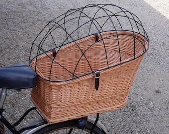 Accesorio para bicicleta, Cesta de transporte para bicicleta, cesta de bicicleta de mimbre hecha a mano, porta perros fabricado en almohada en color NATURAL - BOLSA 01