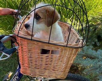 Wicker Bike Basket MEDIUM Carrier for a Dog or Cat Handmade Bike