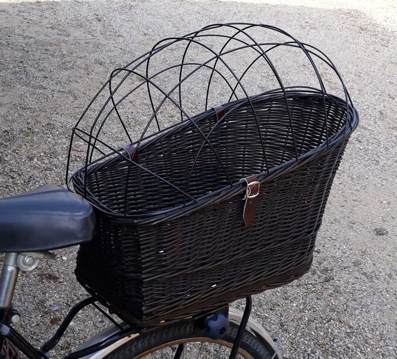 Handmade Wicker Bike Basket for a Dog, Carrier in BLACK, Color With a