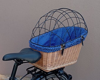 Accesorio para bicicleta, Cesta de transporte para bicicleta, cesta de bicicleta de mimbre hecha a mano, porta perros fabricado en color NATURAL, material de inserción