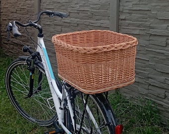 Cesta Trasera para Bicicleta Perros grandes, Cesta de bicicleta de mimbre hecha a mano para un transportador de perros en color NATURAL, Cesta de viaje - BOLSA 15