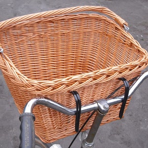 Natural Wicker Bike Basket, Bicycle Accessories, Decorative Bicycle Basket, Accessories for Ladies, basket mounted on handlebar hooks KR 02