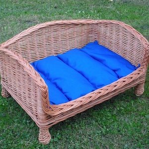 Large wicker pet bed, Pet Couch, Gift For Dog, Handmade Dog lounger, Ecological dog bed in Natural color with a pillow LW 04