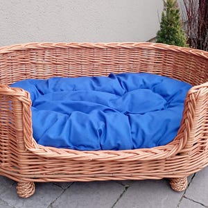 Wicker pet bed, Pet couch, Gift for Dog, Pet furniture, Handmade cat lounger, ecological dog bed in Natural color with a pillow LW 06