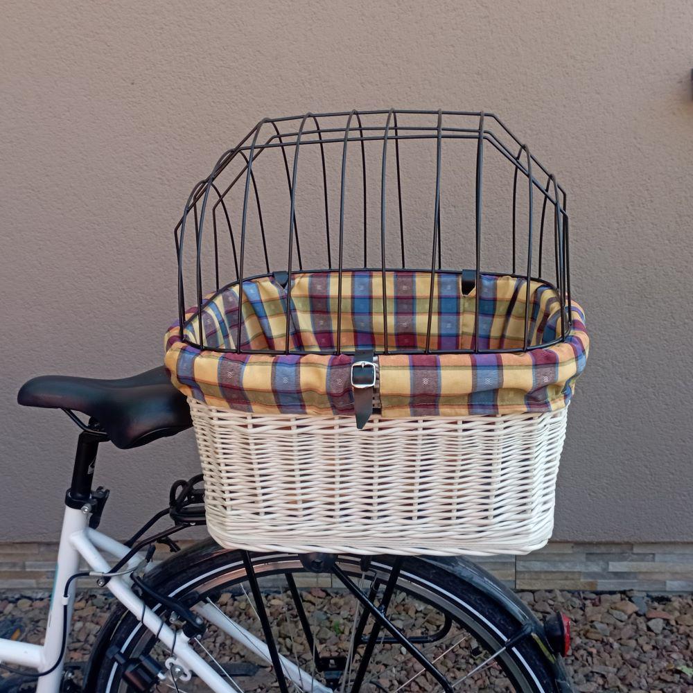なっこ② 犬用ハンドメイド籐自転車バスケット、キャリア（ホワイト）、素材