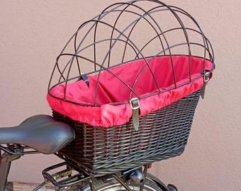 Cesta de mimbre para bicicleta hecha a mano para perro, transportín en NEGRO, inserto de material, para viajar con mascota BOLSA 20
