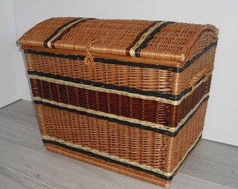 Wicker chest in natural color, Wicker Trunk, Ecological Laundry Basket, Toy Basket, Storage Chest, Rectangular Basket, Eko Home Decor KUW 02