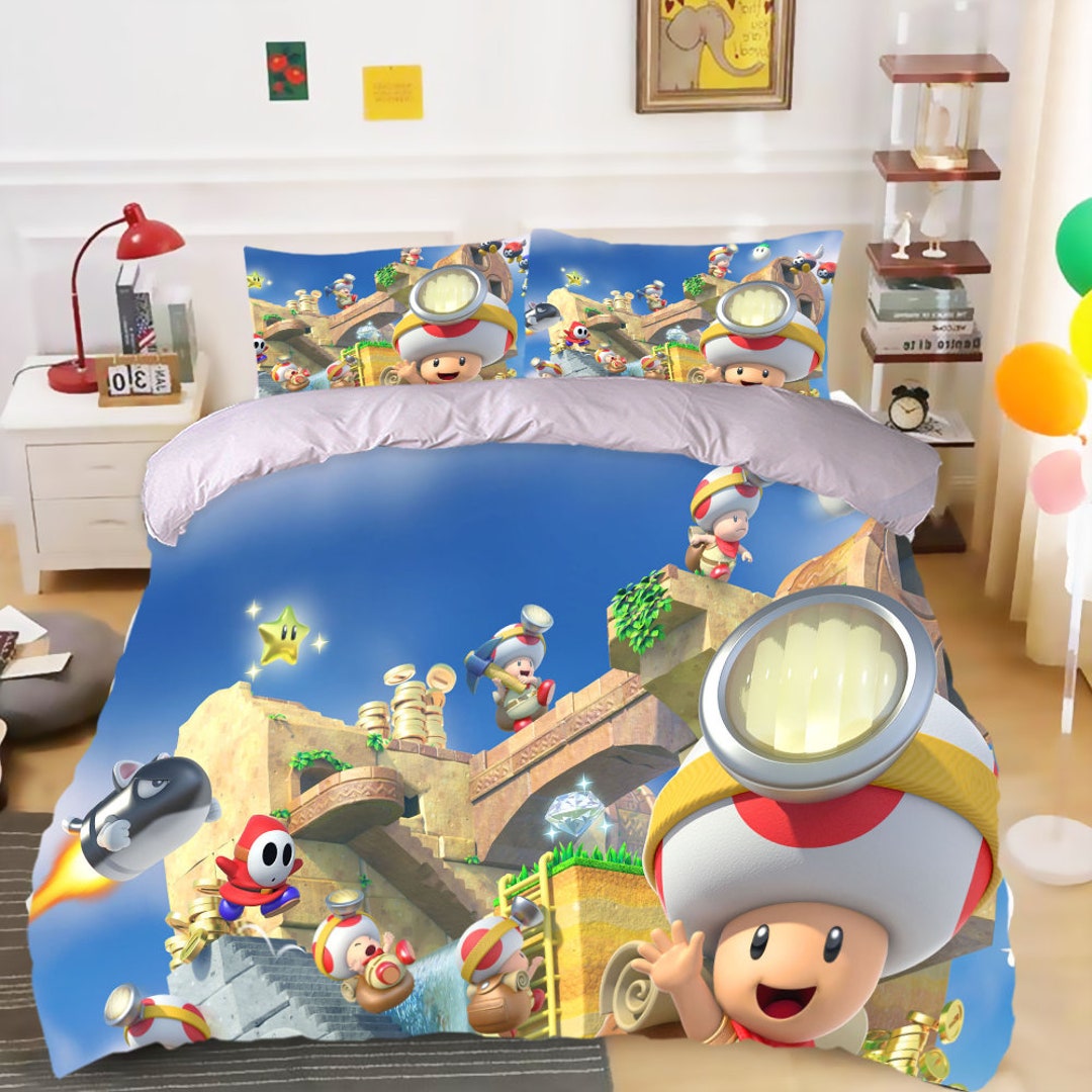 Super Mario Bedding Set Super Mario Bros Quilt Blanket Super Etsy